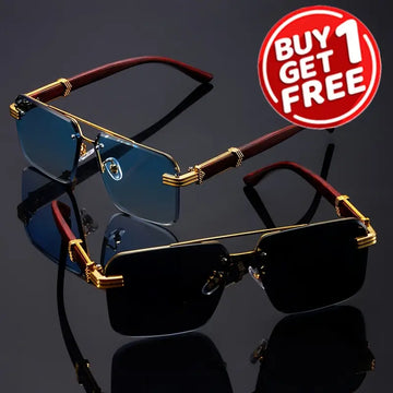 🕶️ 2PCS Frameless Fashion Glasses – Unisex Classic Eyewear with Wooden Pattern Temples 🌿✨