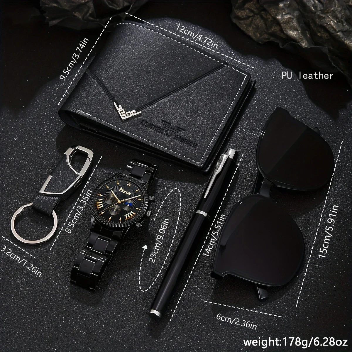🎁 5-in-1 Men’s Luxury Casual Gift Set – Complete Style in One Elegant Package 🕶️⌚🖊️