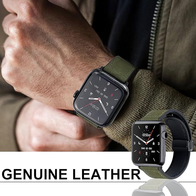 Premium Smartwatch with Genuine Leather Strap – Stylish Fitness & Lifestyle Watch