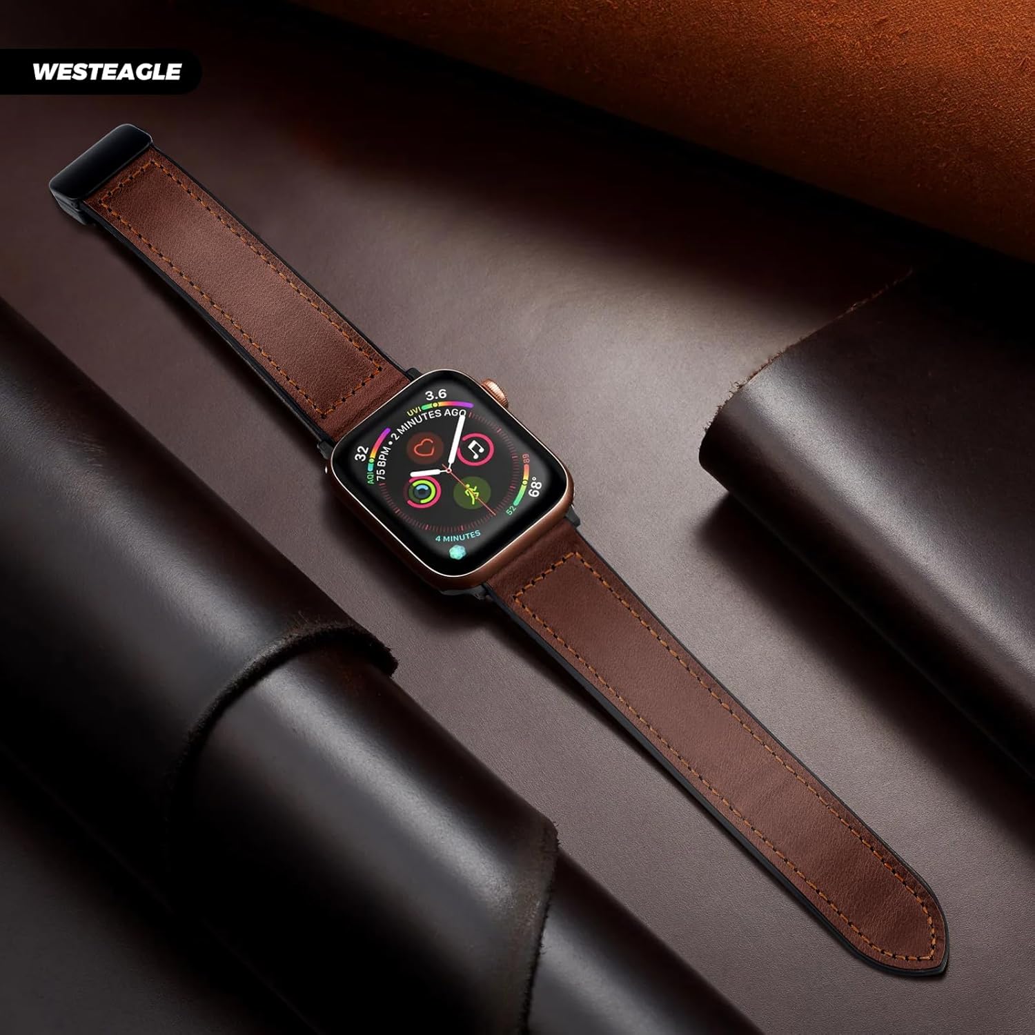 Premium Smartwatch with Genuine Leather Strap – Stylish Fitness & Lifestyle Watch