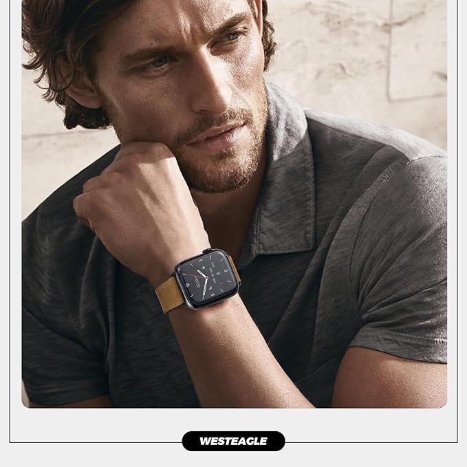 Premium Smartwatch with Genuine Leather Strap – Stylish Fitness & Lifestyle Watch