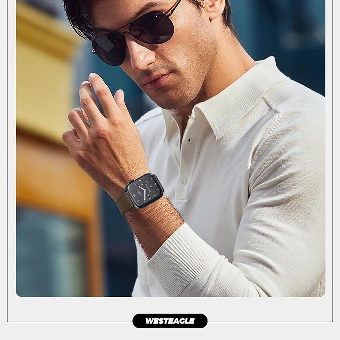 Premium Smartwatch with Genuine Leather Strap – Stylish Fitness & Lifestyle Watch