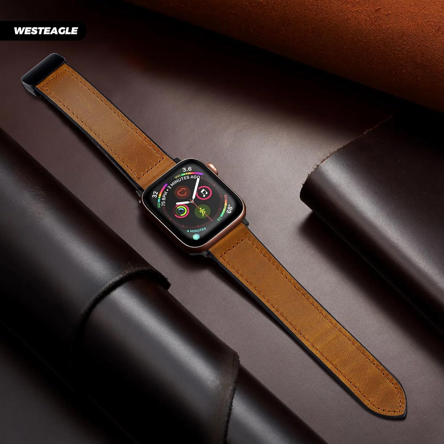 Premium Smartwatch with Genuine Leather Strap – Stylish Fitness & Lifestyle Watch