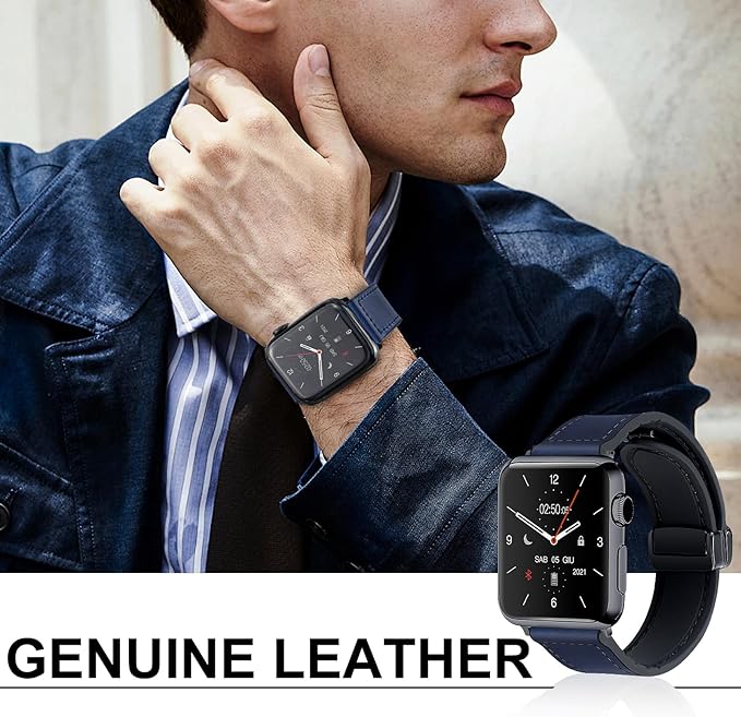 Premium Smartwatch with Genuine Leather Strap – Stylish Fitness & Lifestyle Watch