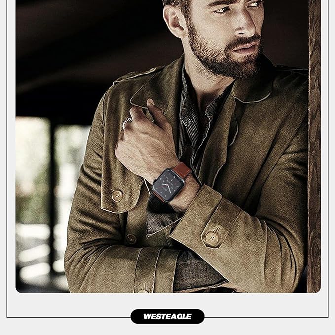 Premium Smartwatch with Genuine Leather Strap – Stylish Fitness & Lifestyle Watch