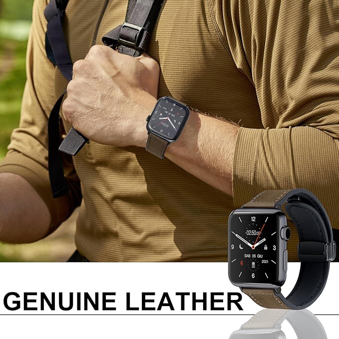 Premium Smartwatch with Genuine Leather Strap – Stylish Fitness & Lifestyle Watch