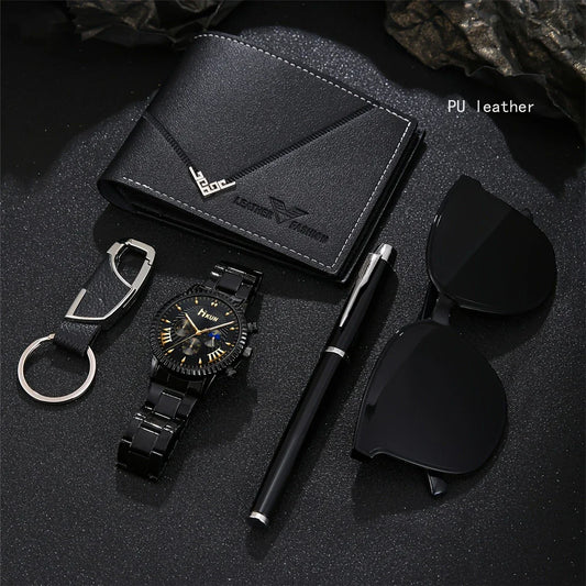 🎁 5-in-1 Men’s Luxury Casual Gift Set – Complete Style in One Elegant Package 🕶️⌚🖊️