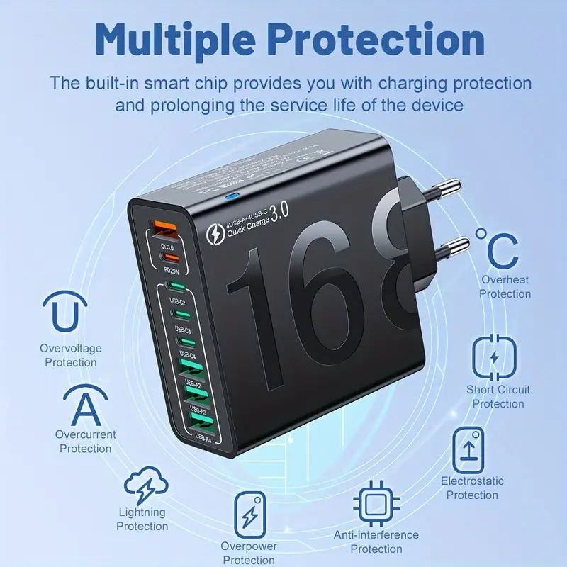 🔌⚡ 8-in-1 Fast Charging USB Adapter – Power Everything in One Go! 🔋📱