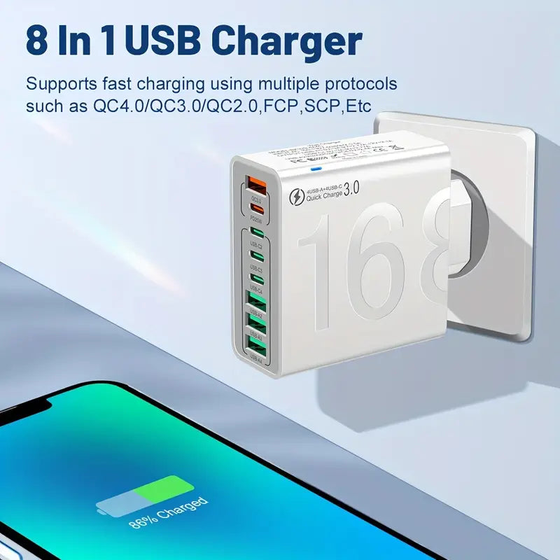 🔌⚡ 8-in-1 Fast Charging USB Adapter – Power Everything in One Go! 🔋📱